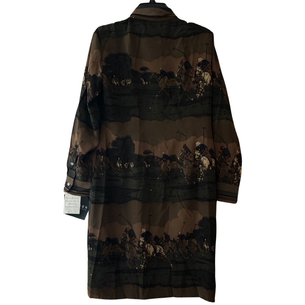 NWT Deadstock VTG Lauren Ralph Lauren Silk Polo Horse Print Shirtdress - Picture 2 of 7